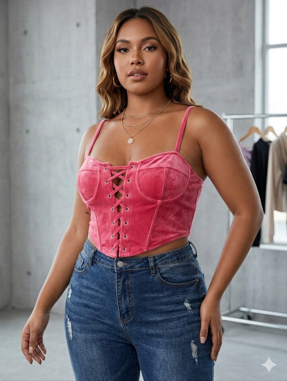 Fashion to Figure Pink Velvet Corset Top